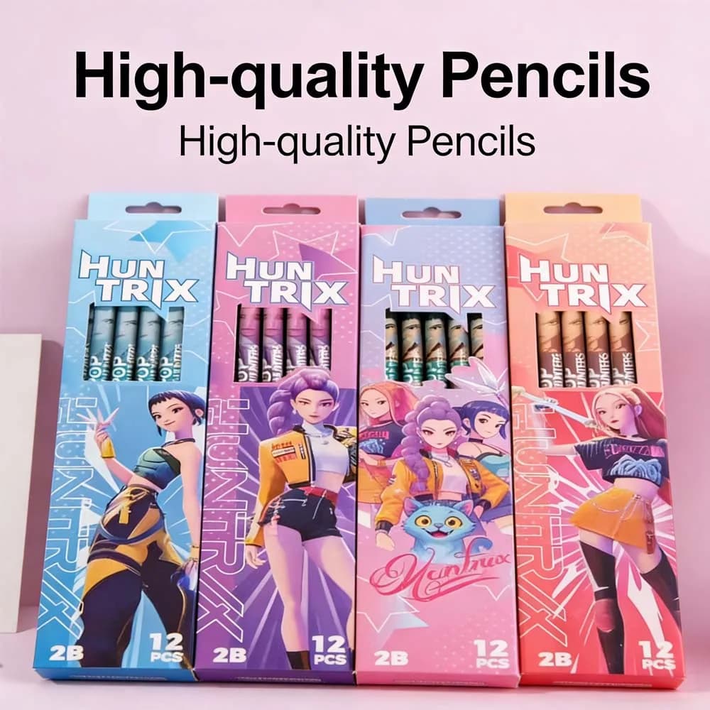 Pencils Wood Sketch Pencils Set Cartoon f Kpop Demon Theme Hunters Smooth Writing for School Office Drawing Sketching