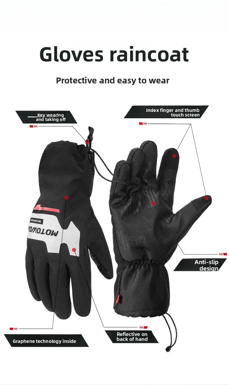 Unisex Gift Gloves Waterproof Touch Screen with Hot Grafen Coating for Four Seasons Moto Scooter Cycling One Size