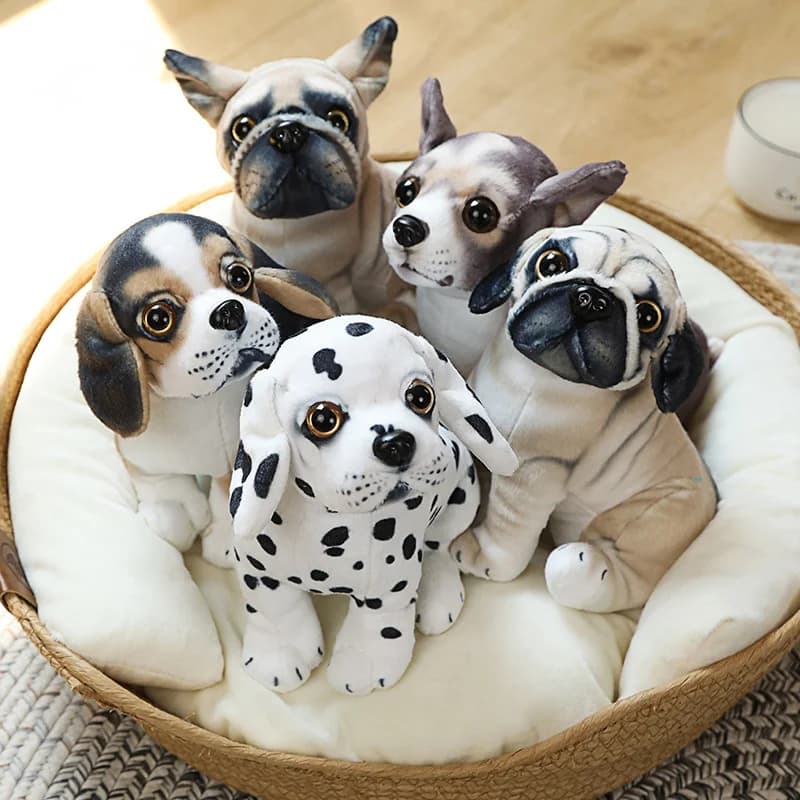20cm Simulation Sitting Bulldog Pug Dog Beagle Plush Toys Dalmatian Soft Dolls Stuffed Animal Birthday Gifts for Kids Room Decor