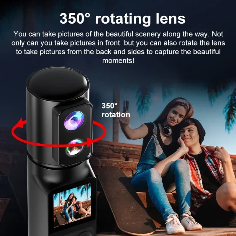 New Sport Camera Portable DV Wireless WiFi with Rotation at 350 Degrees, 6K 5K 4K 1080P Recorder with Screen