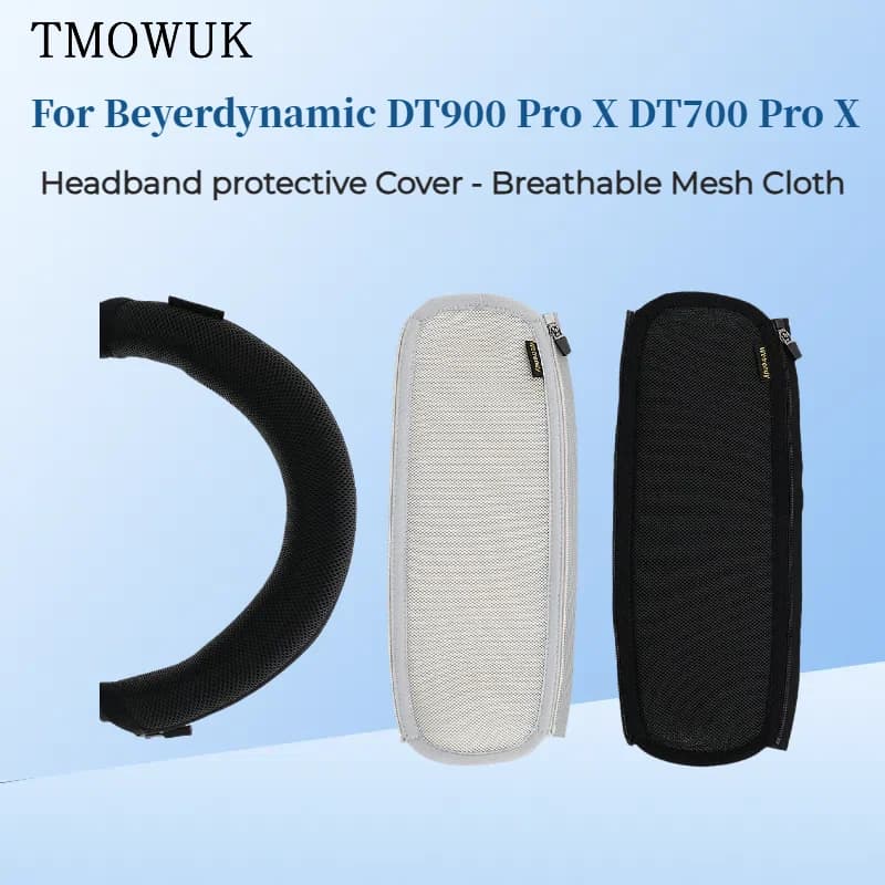 Copertura del fascio della testa dell'auricolare per Beyerdynamic DT900 Pro X DT700 ProX Custodia protettiva per cuffie Fascia per capelli in tessuto a rete traspirante con cerniera
