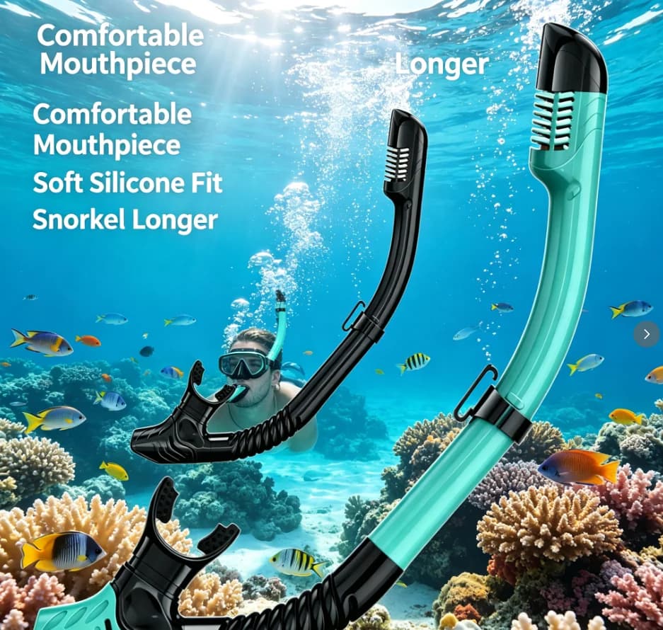 G Full Dry Snorkel Easy-Breath Diving Snorkel for Scuba Diving Freediving Swimming Top Dry Valve Food-Grade Silicone Mouthpiece