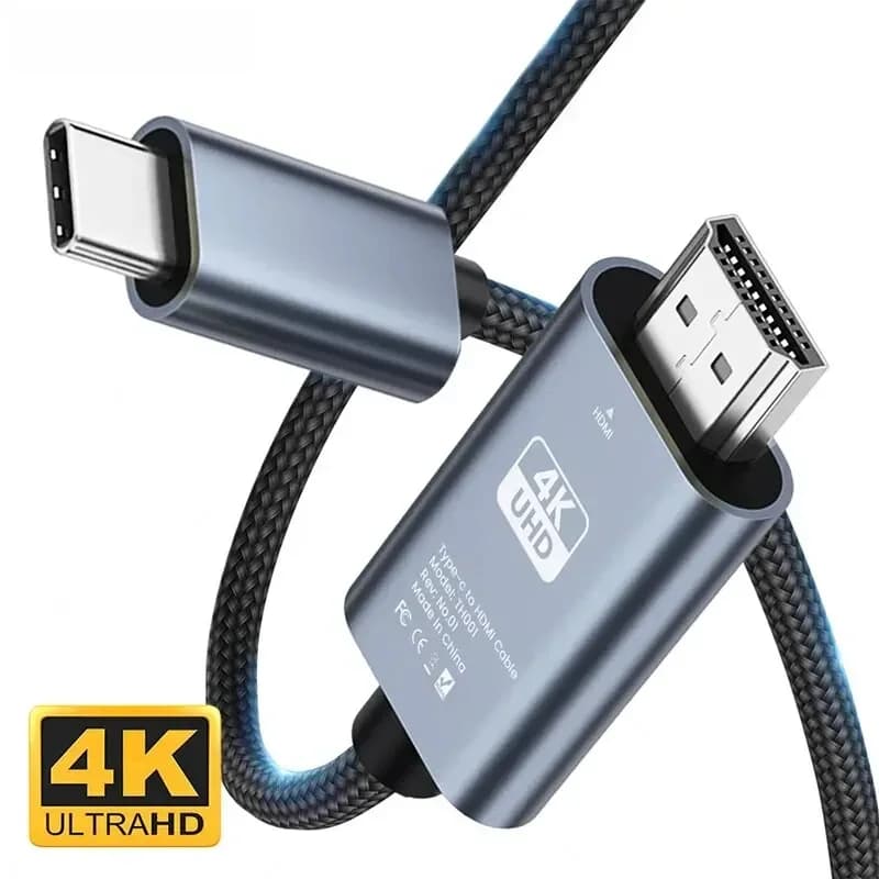 Cavo di conversione video HD 4K 30Hz NO Ritardo da tipo c a schermo compatibile con HDMI TV Computer Cavo intrecciato per proiezione schermo da 2 metri