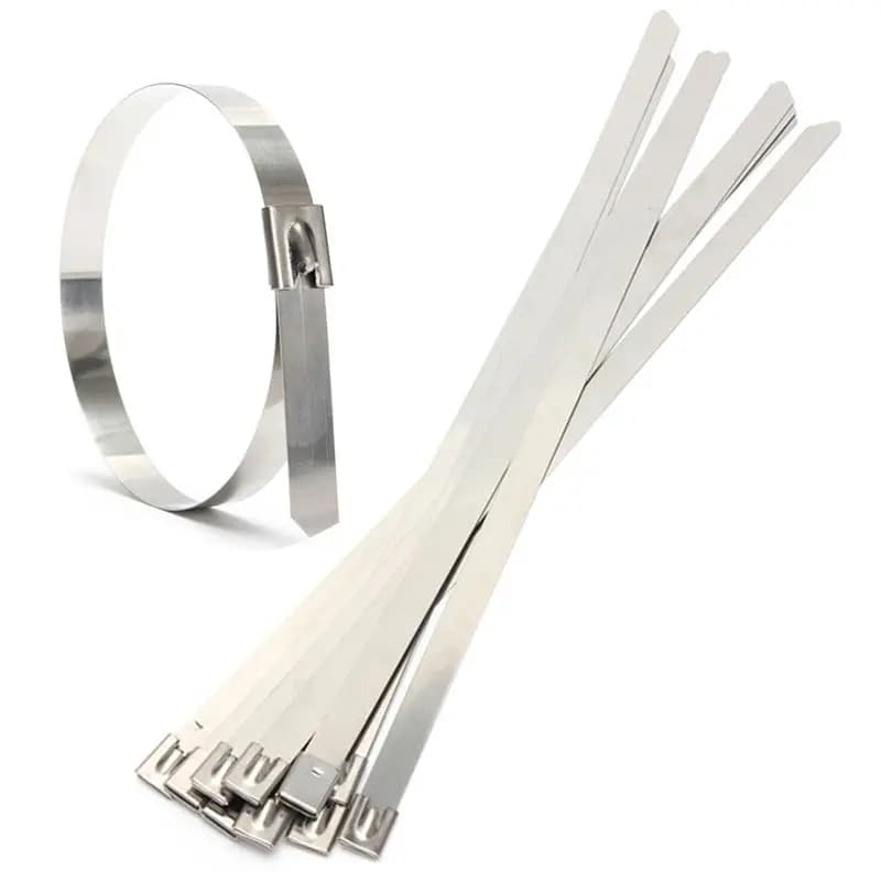 AA81-50 Pcs 0.39 Inch X 15.75 Inch Stainless Steel Metal Cable Zip Tie Wrap Exhaust Straps