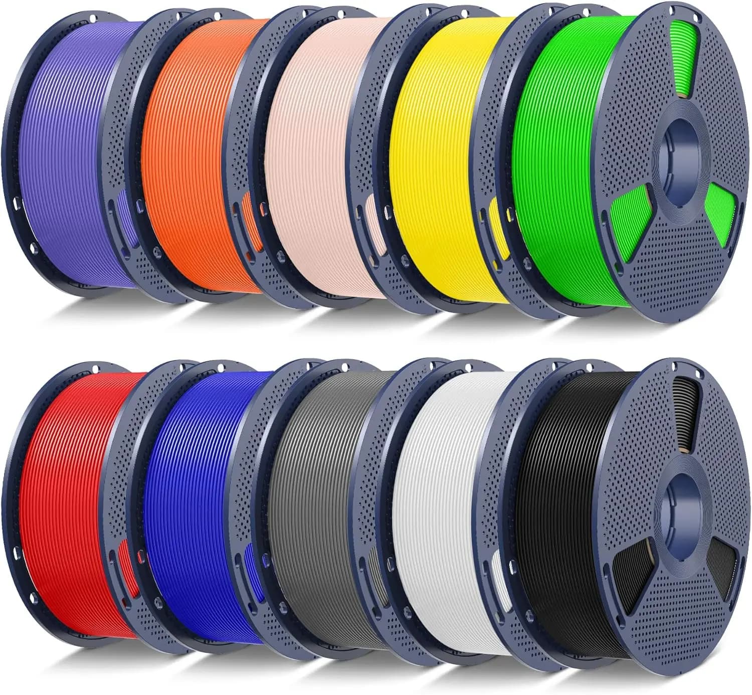 Confezione di Filamenti PLA+ 2.0 per Stampante 3D, 10 Colori, 1.75mm, Ogni Bobina da 1KG, Stampa Veloce fino a 300mm/s