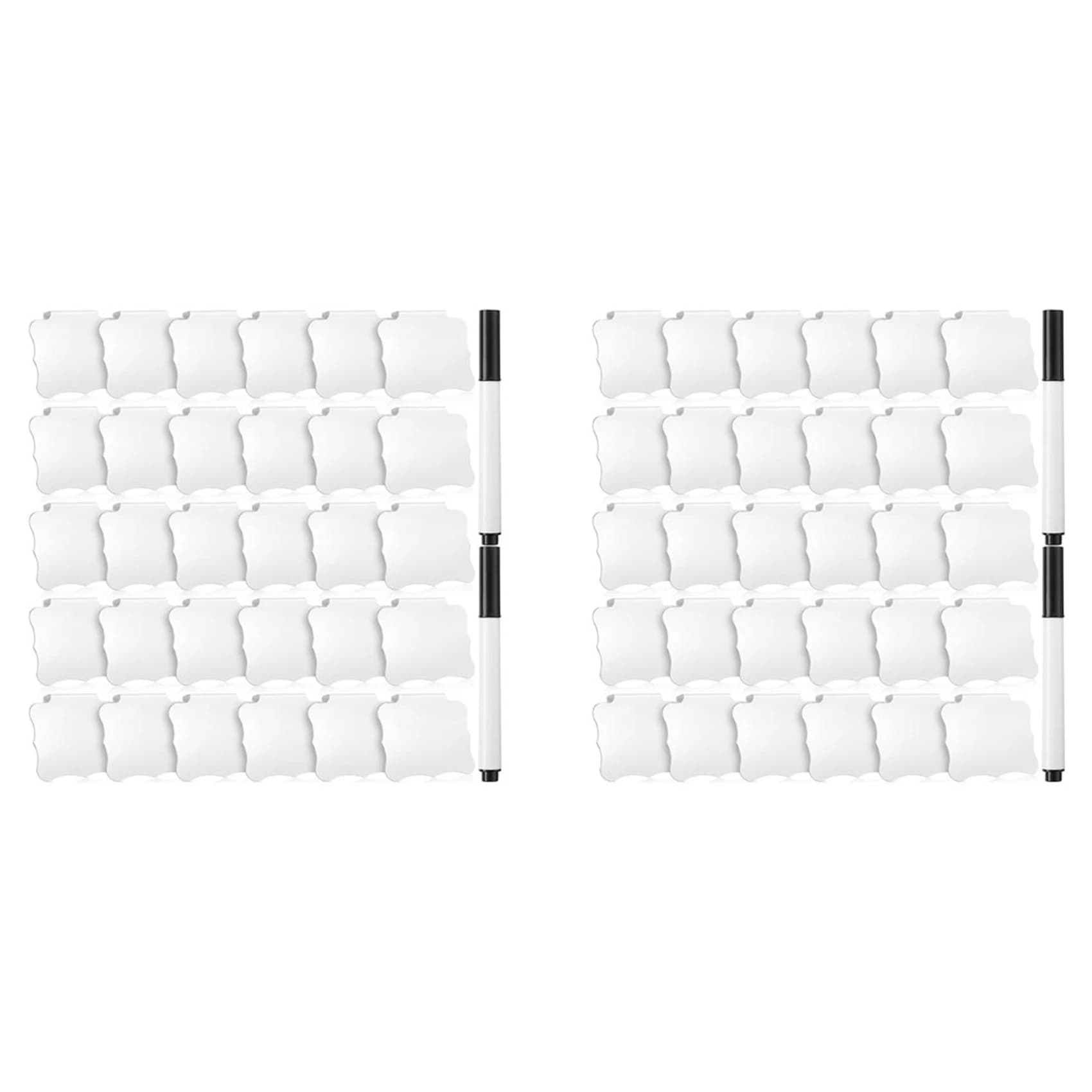 AT02-64 pezzi Set di clip e penne per etichette per cestini, include 64 pezzi porta etichette per clip da cucina e 4 pezzi di gesso (bianco)