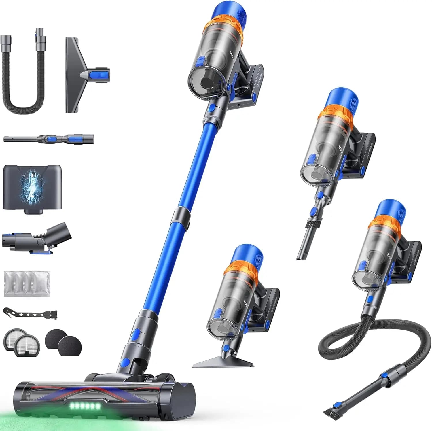 Wireless Vacuum Cleaner, 650W/55KPa/70 Minutes of Autonomy, with Flexible Auction, Automobile Mode, Self-supporter for Pavimenti Duri e Peli di Animali