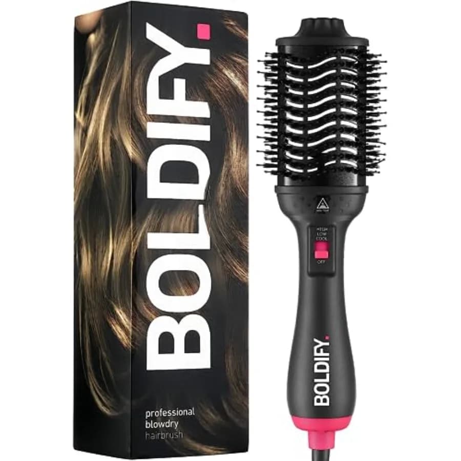 Spazzola Asciugacapelli Professionale - per Ricci Setosi e Lucenti, Onde o Capelli Lisci - BoarCraft ™ Spazzola Asciugacapelli con Infusione di Carbone Attivo con Vo