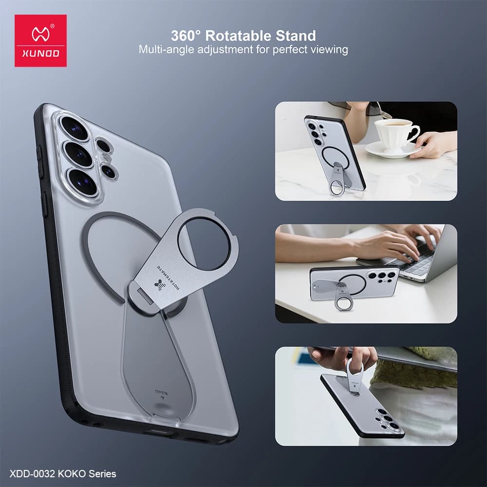 XUNDD Adjustable Magnetic Kickstand Case For Samsung Galaxy S25 S24 S23 Ultra Anti-Slip Shockproof Anti-Fingerprint Matte Cover