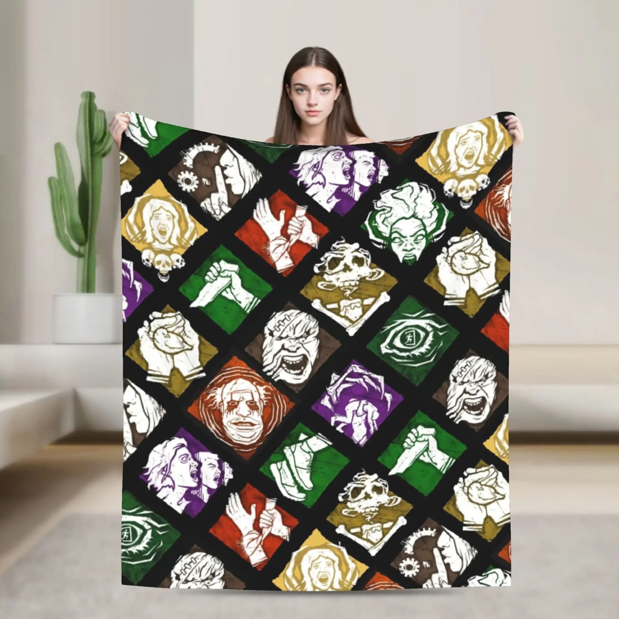 Coperta in Flanella DBD Perks Dead by Daylight, Gioco di Sopravvivenza Horror, Coperta Vintage per Casa 125*100cm