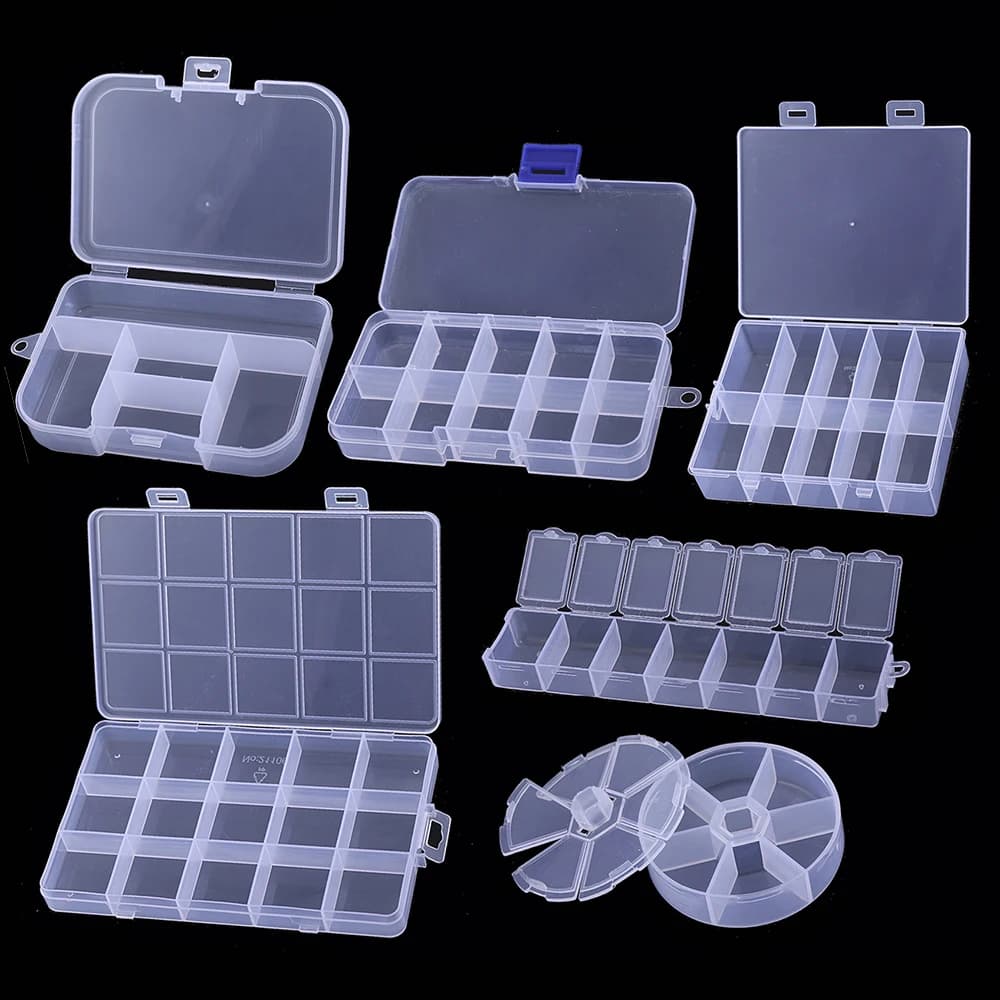 5//10/15 Grills Transparent Plastic Container Jewelry Container Beaded Jewellery Fishing Equipment Earrings Case