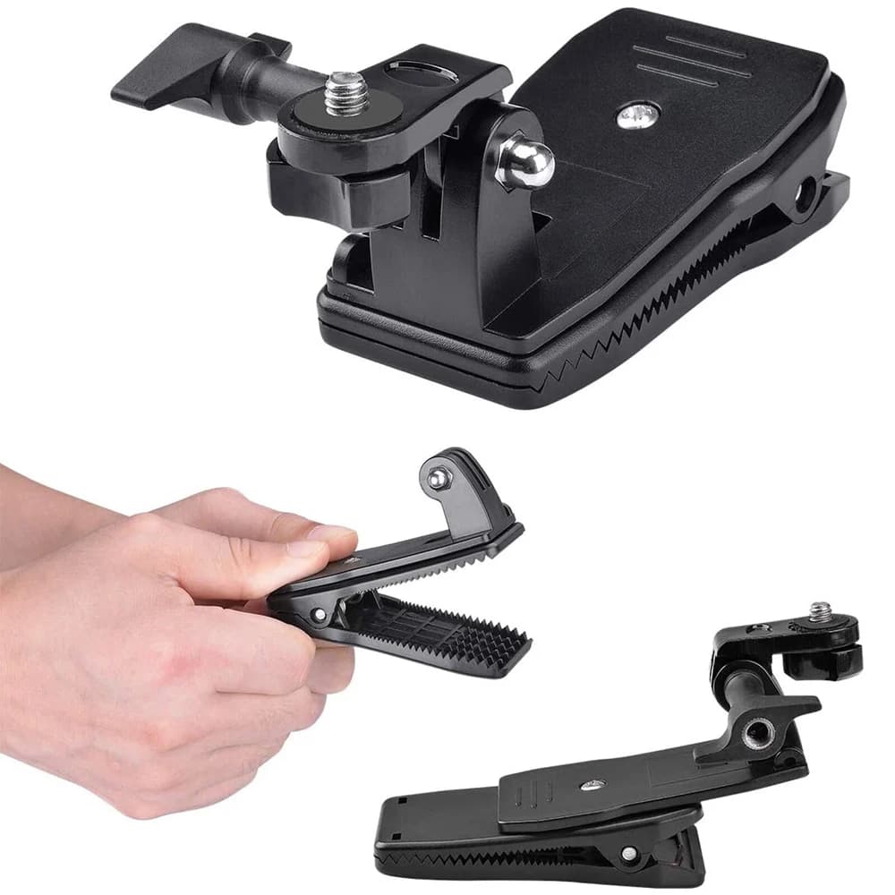 360 ° Support kit for clips with clamp for mounting on strap for backpack with rotation for GoPro Hero 13 12 11 DJI Osmo Action 5 Pro 4 Insta360 Accessories