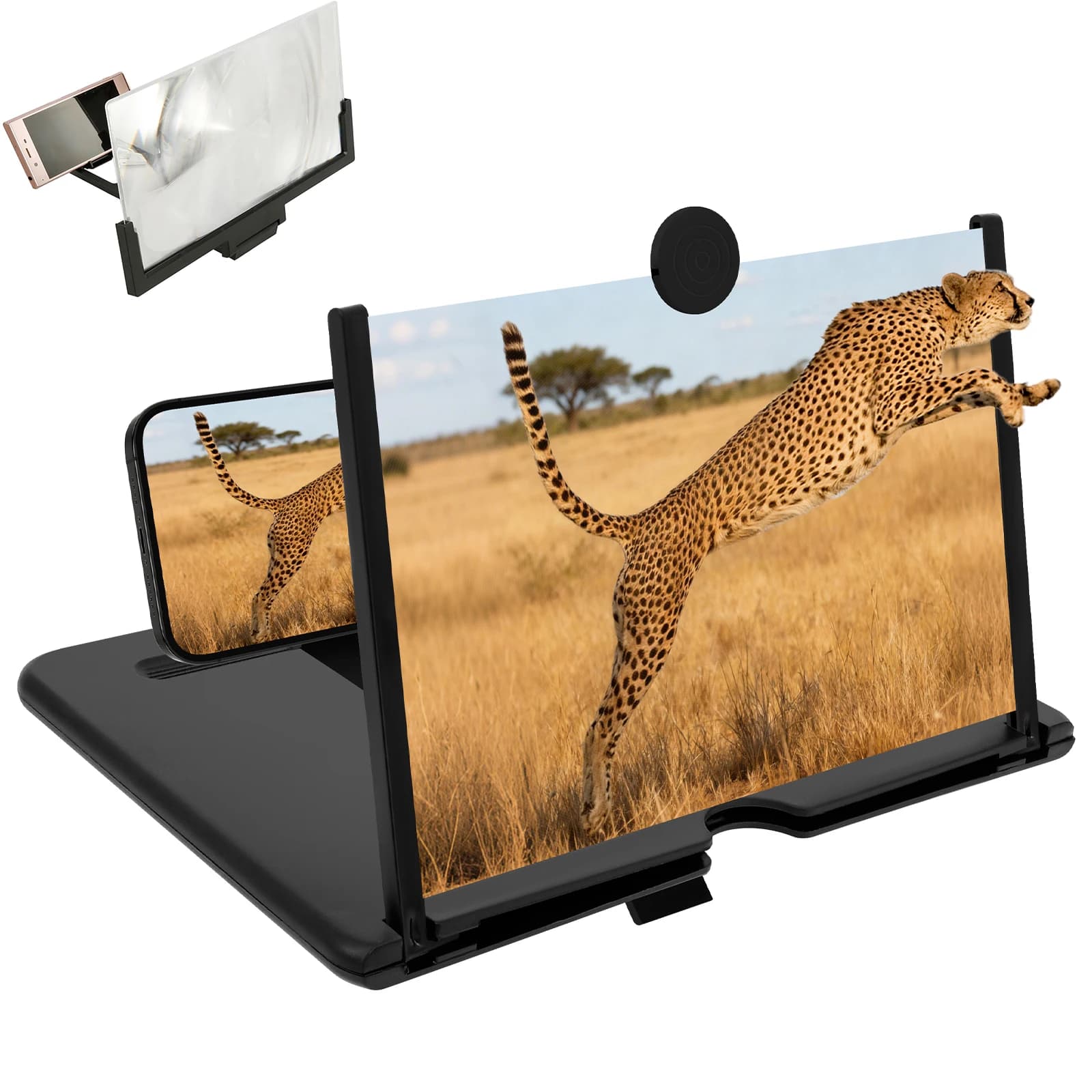 Lente d'ingrandimento per schermo Lente d'ingrandimento per telefono cellulare HD Proiettore Ingranditore per schermo TV per film, video e giochi, supporto pieghevole per cellulare