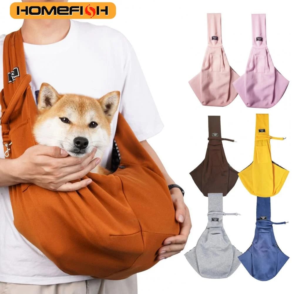 Marsupio per cani regolabile con tasca Traspirante per piccoli animali Borsa a tracolla per animali Borsa portatile da viaggio all'aperto