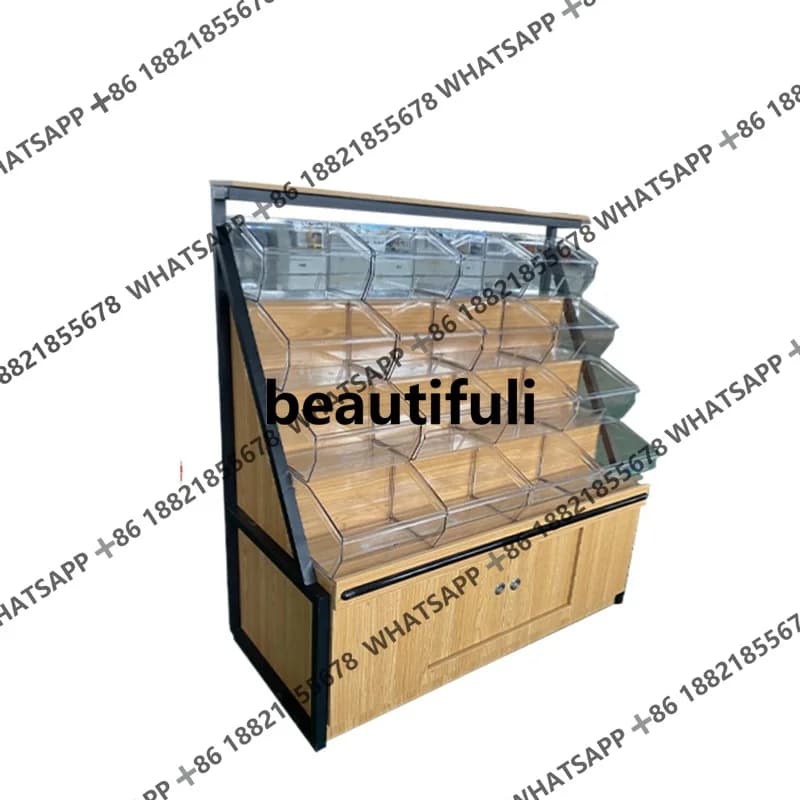 Scaffale per pane per biscotti in scala sciolta con frutta secca a quattro strati in legno per supermercato