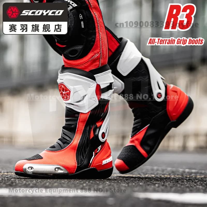 SCOYCO Stivali da moto per uomo Donna Off-Road Autostrada Equitazione Durevole Suola antiscivolo Supporto per caviglia Stivali con impugnatura per tutti i terreni
