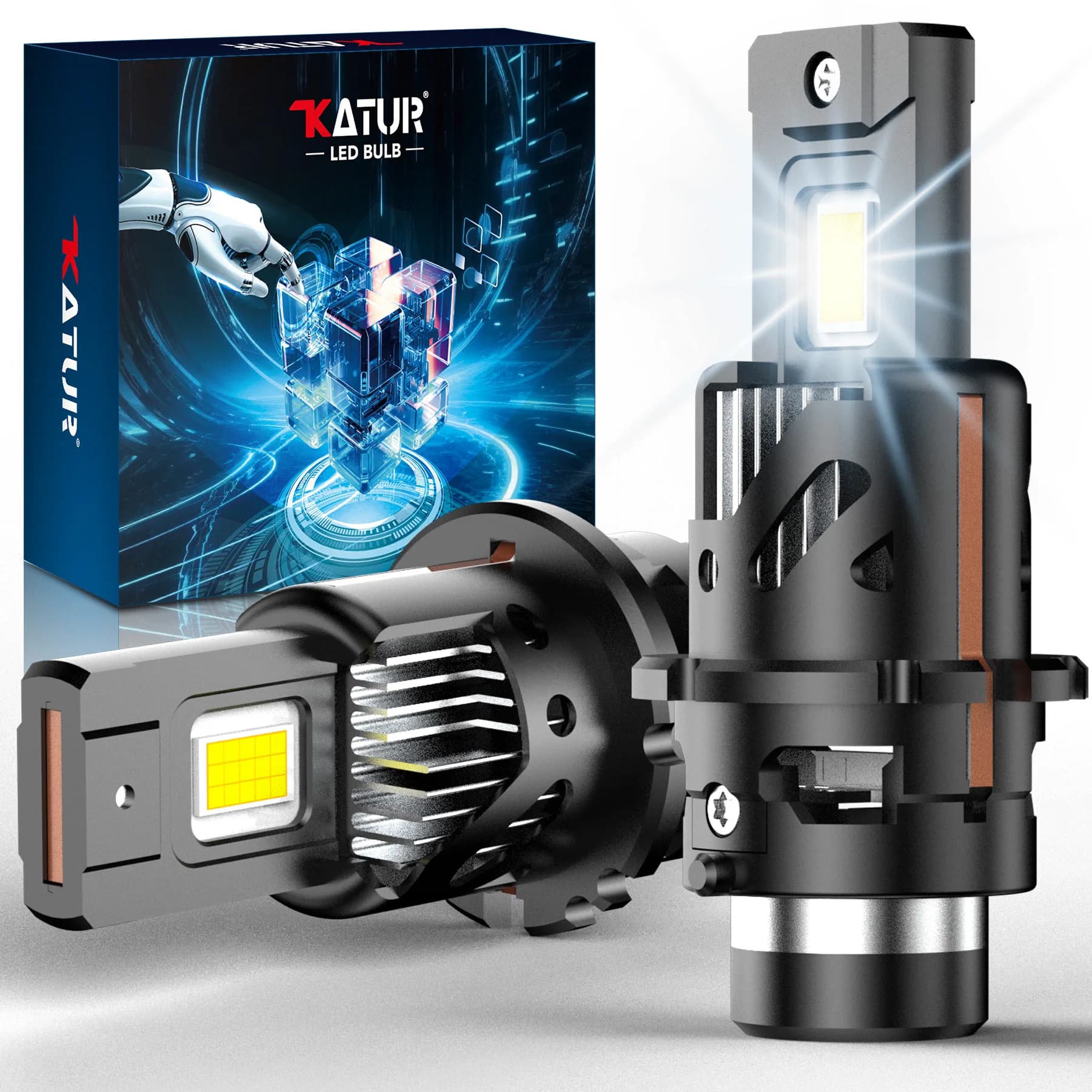 KATUR 2 pz D2S D4S Led Lampadina per fari per auto Lampada frontale per auto Super Bright White 800% Luminosità con ventola Auto Car Light Canbus
