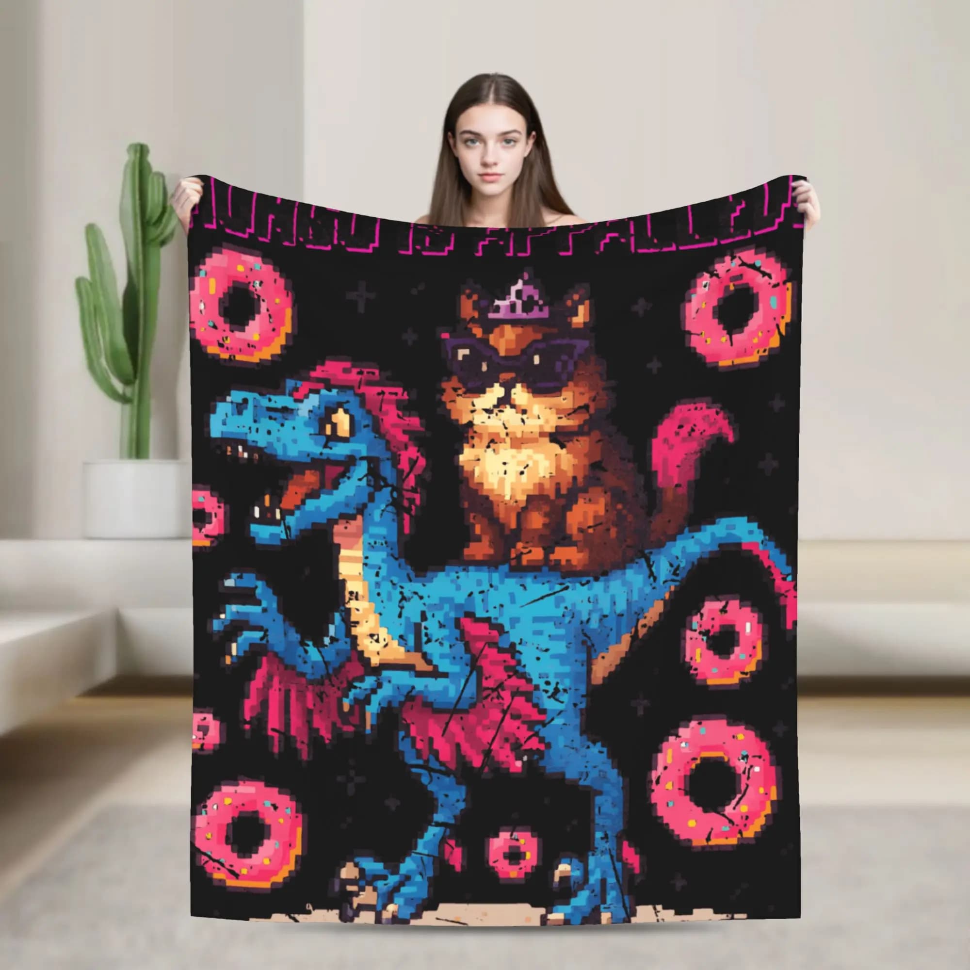 Donut Cat Dungeon Crawler Carl Super Soft Blanket Kids Plush Throw Blanket Print Couch Chair Flannel Bedspread Sofa Bed Cover