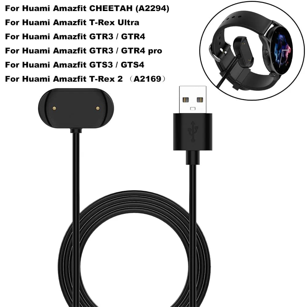 Cavo di ricarica USB SmartWatch da 100 cm per Huami Amazfit CHEETAH GTR4 GTS4 GTS3 GTR3 Adattatore per caricabatterie magnetico Ricarica rapida e sicura