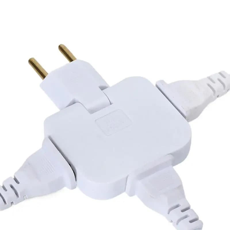 Adattatori per prese Spina UE Adattatore per spina piatta a 3 vie 2500W Presa per convertitore da viaggio 3in1 portatile salvaspazio con rotazione di 180 gradi