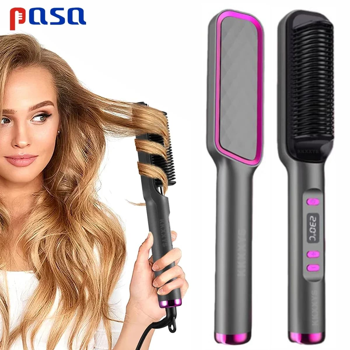 Professional Brush to Smooth Hair Antiscotting Negative Ion Hair Plate Hot comb LCD Display Bigodino Sketching Tools