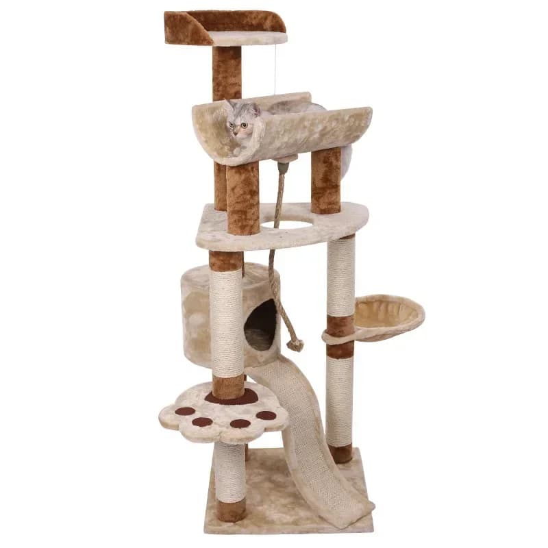 Albero per gatti da arrampicata da 145 cm 13 kg, adatto per grandi spazi e tiragraffi, torre per chat con corda di canapa spada