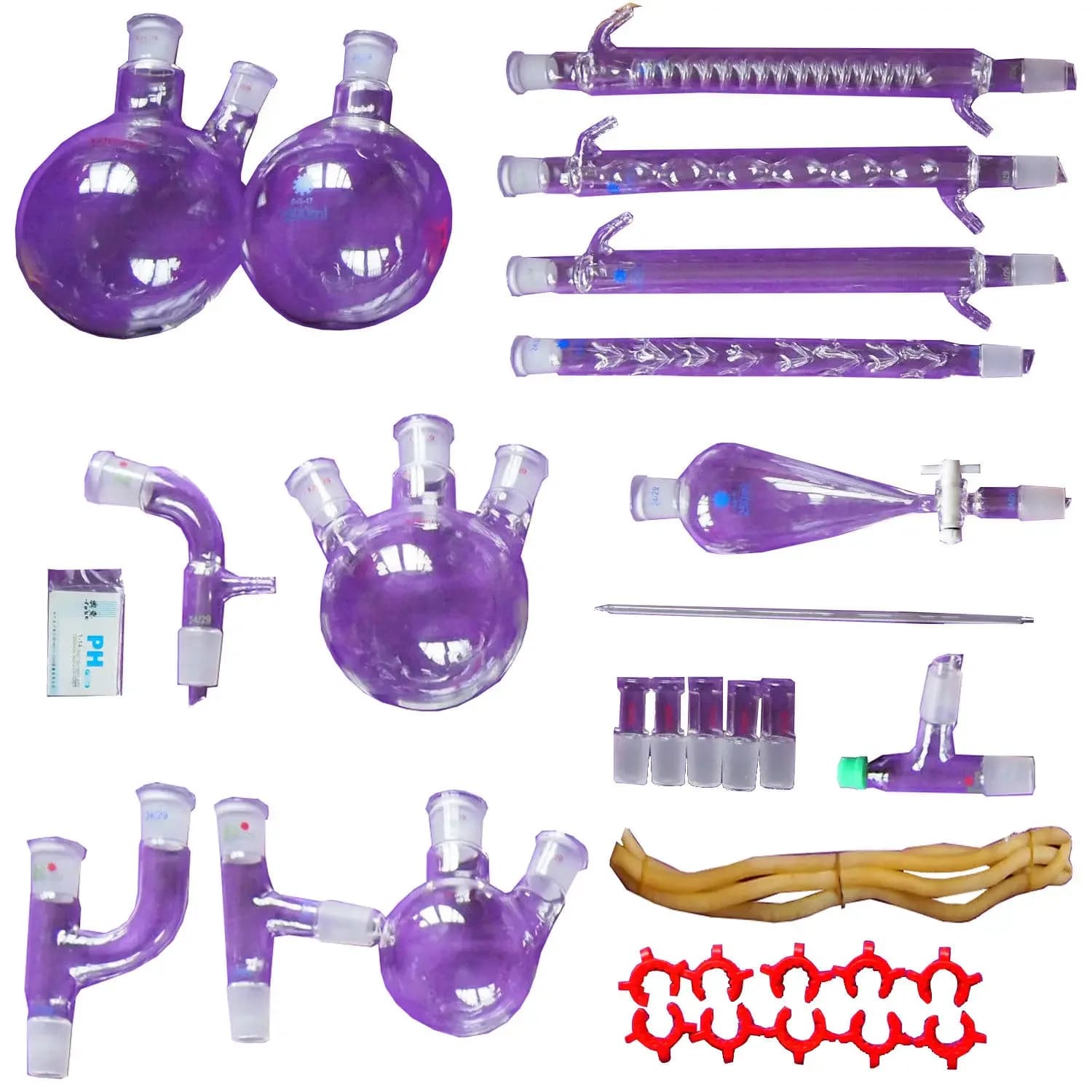 31 Pcs/set New Laboratory Essential Oil Steam Distillation Apparatus Glassware Kit Full Set w/Graham Condenser Thermometer