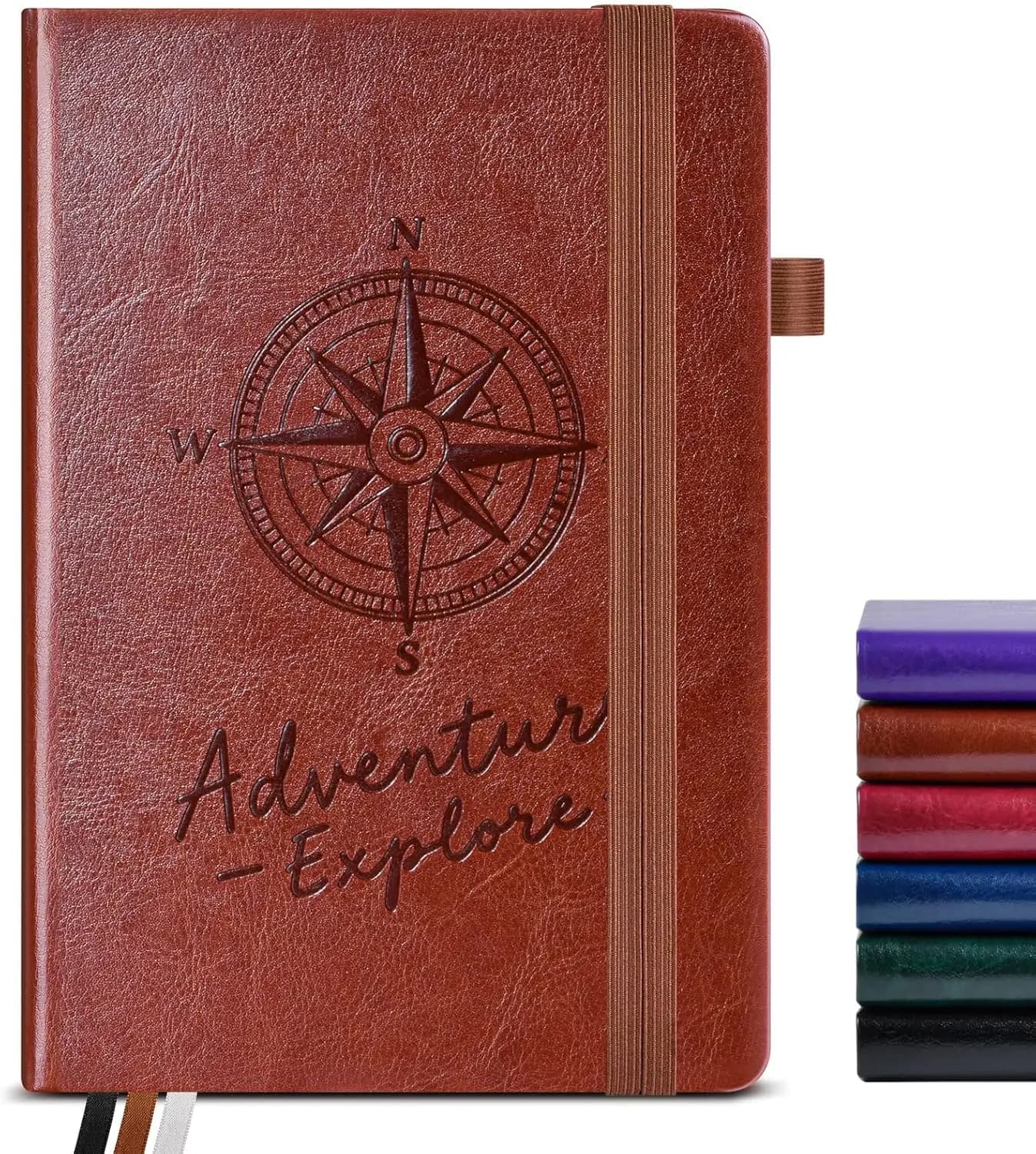 A5 Hardcover Lined Journal Notebook, 160 Pages, Vintage Leather, 5.8"x8.5", Brown