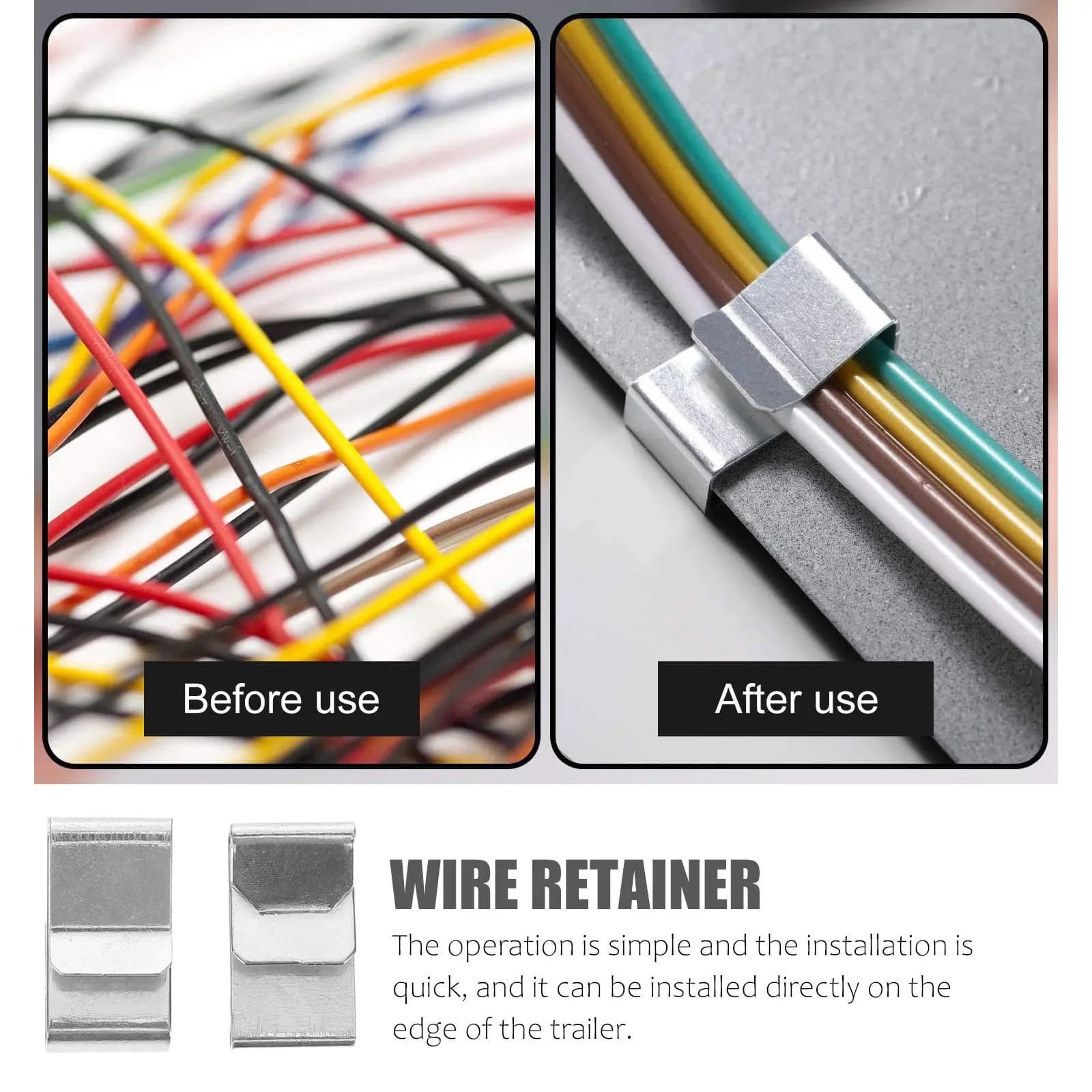75 Pezzi Clip per Cavi Resistenti in Metallo, Fissaggi per Cavi Elettrici, Gestione Cavi Rimorchio, Supporto Cavi Auto, Pannello Solare