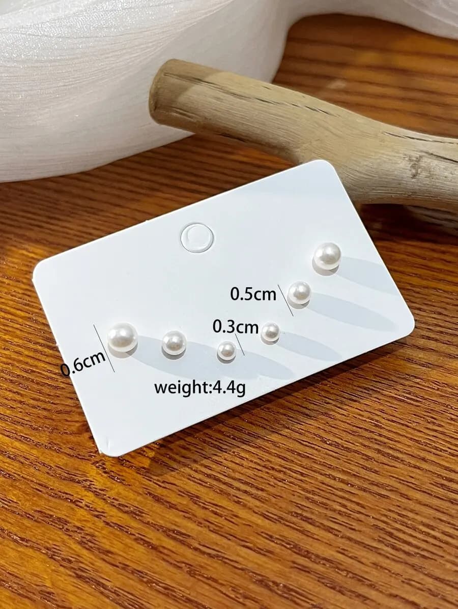 3 Pairs Faux Pearl Stud Earrings For Women Minimalist Jewelry