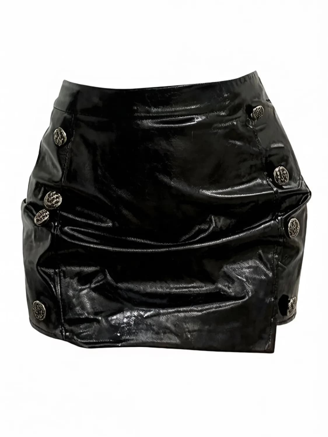 Gonna a Mezza Lunghezza Lucida da Donna, Aderente, Stile Trendy, in Pelle con Superficie Brillante, Sexy e Chic