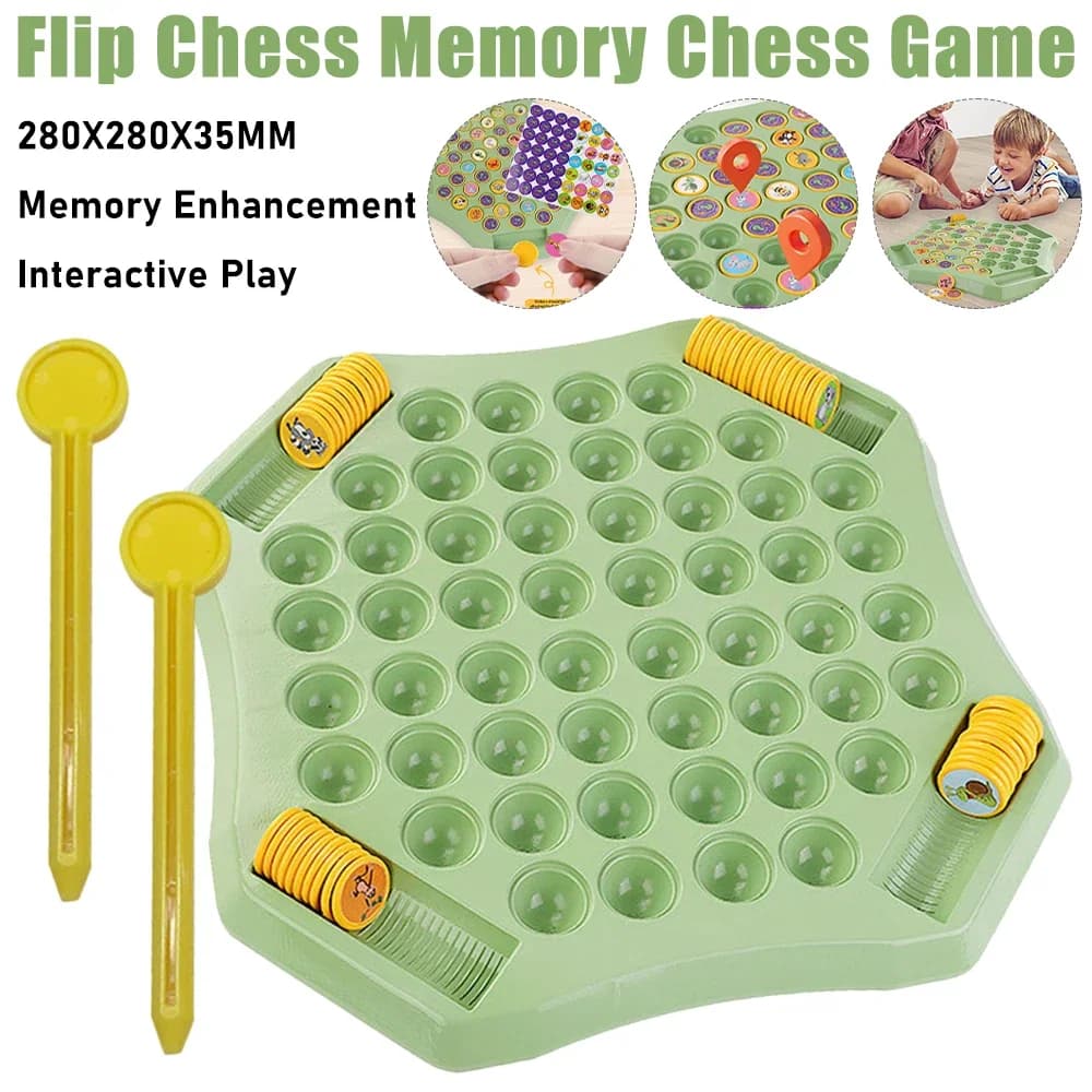 Flip Scacchi Memoria Gioco da tavolo Giocattolo educativo per bambini Sfida di memoria Giocattoli Gioco di memoria cognitivo per animali/frutta Giochi da tavolo per feste Nuovo
