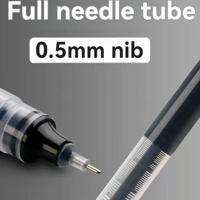 Penna gel liquida dritta da 3-24 pezzi, ad asciugatura rapida, inchiostro nero blu da 0,5 mm di grande capacità per scrivere, forniture di cancelleria per ufficio e scuola