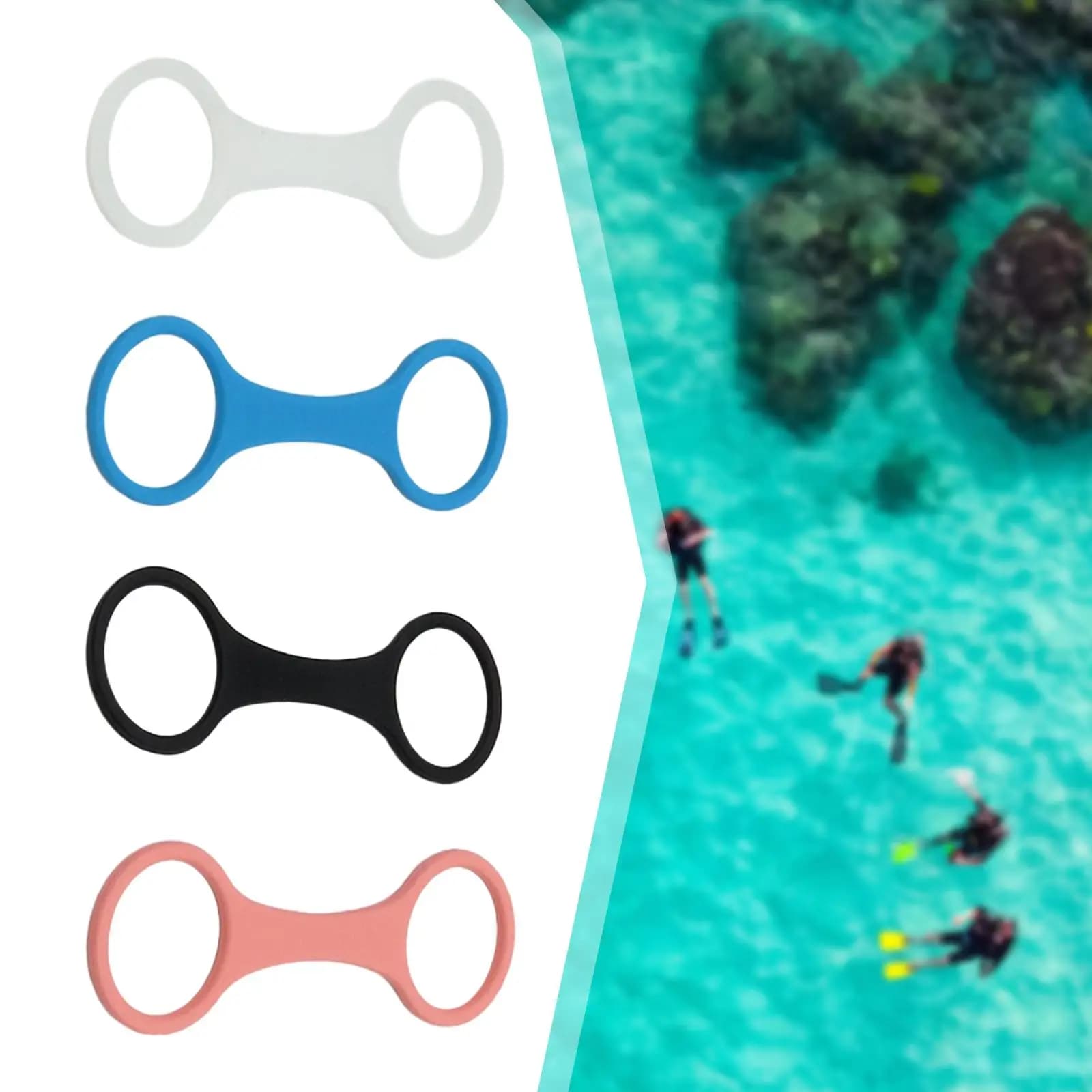 Support for dive mask strap with snorkeling clip for scuba diving