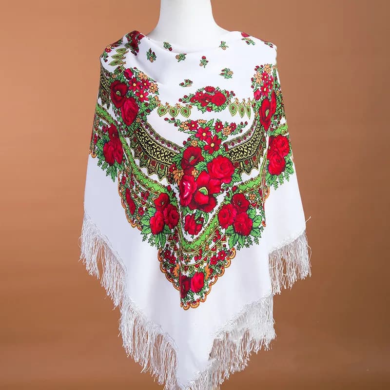 115*115cm Women Russian National Scarf Square Handkerchief Floral Print Ethnic Shawl Women's Head Wrap Bandana Babushka Scarves