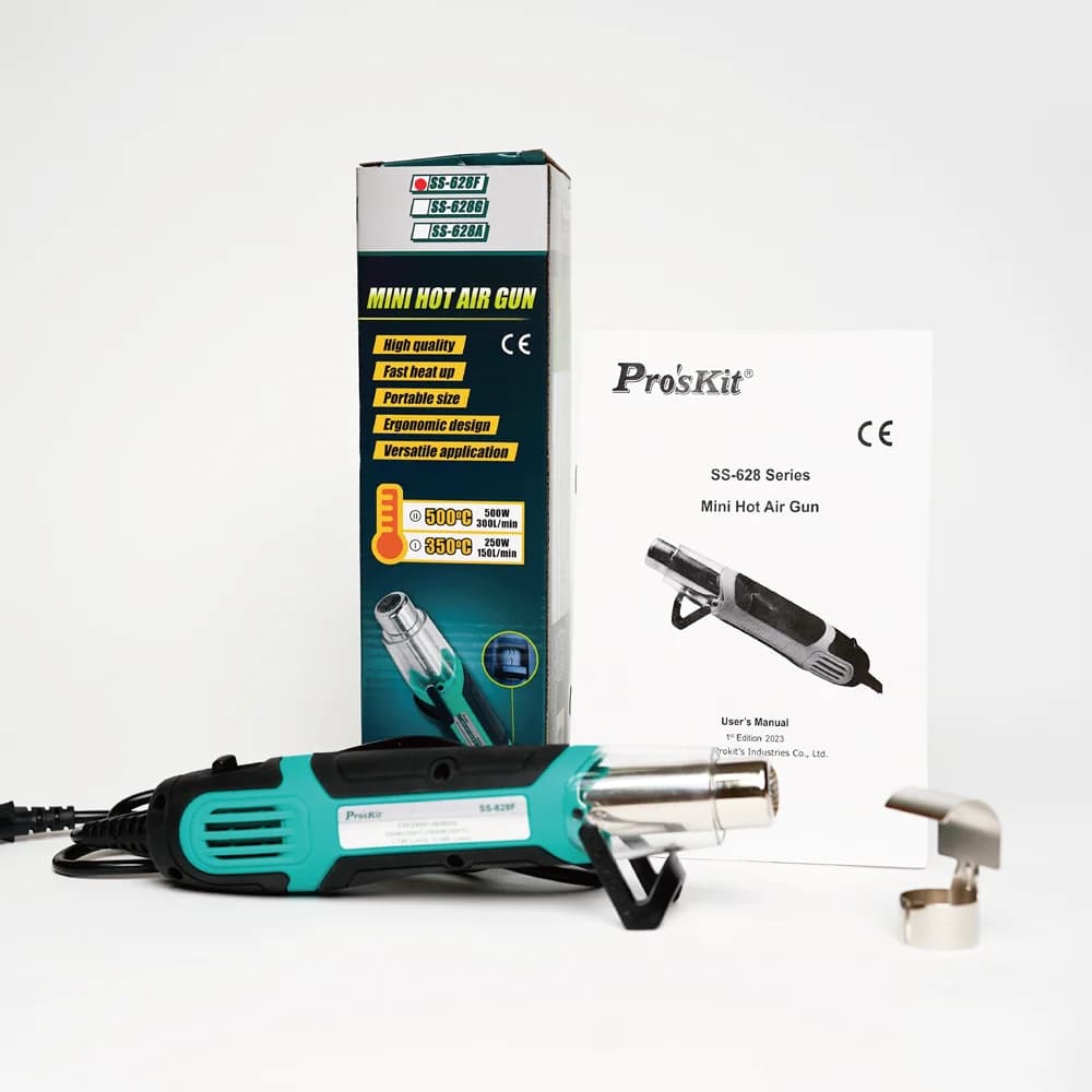 Pro'sKit 250W/500W Mini pistola ad aria calda 2 temperature riscaldano rapidamente la vernice spelafili fai-da-te restringimento PVC e utensili elettrici domestici