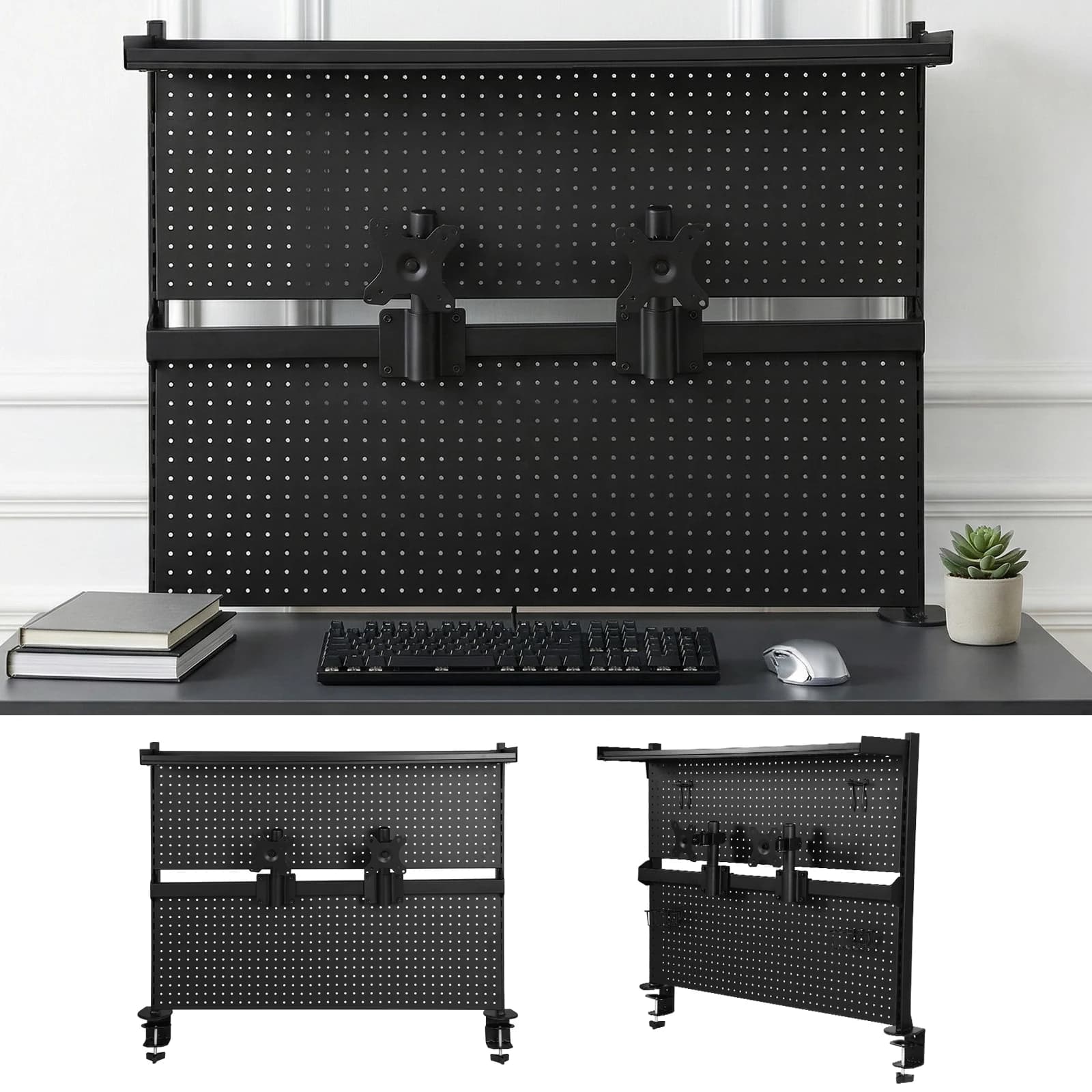Steel Stand Pegboard with Monitor Stands Computer Accessories Metal Pegboard 51 X 34 Inch for Office Supplies Dorm Home Decor