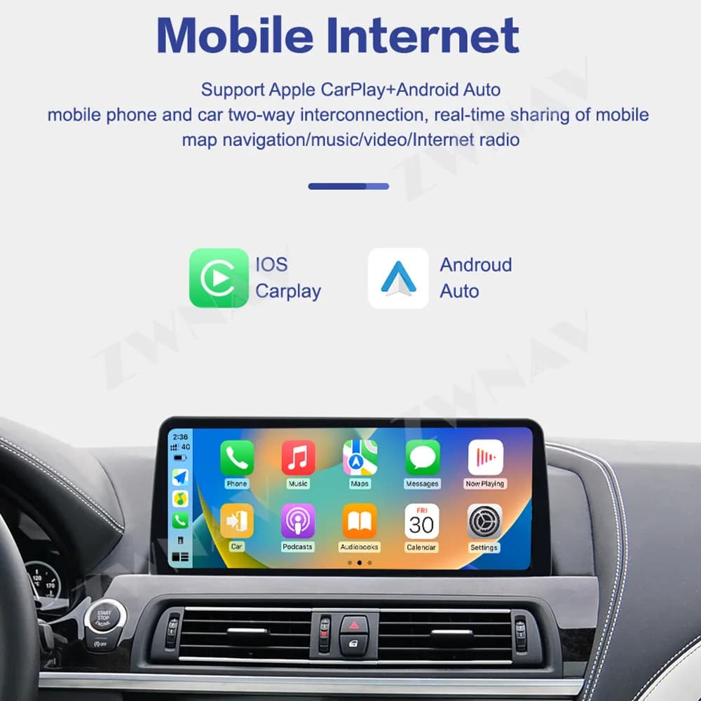 12.3" Linux Car Stereo For BMW 6 Series 2013-2016 NBT/CIC Keep iDrive CarPlay & Android Auto GPS Smart Split Screen 360° Camera