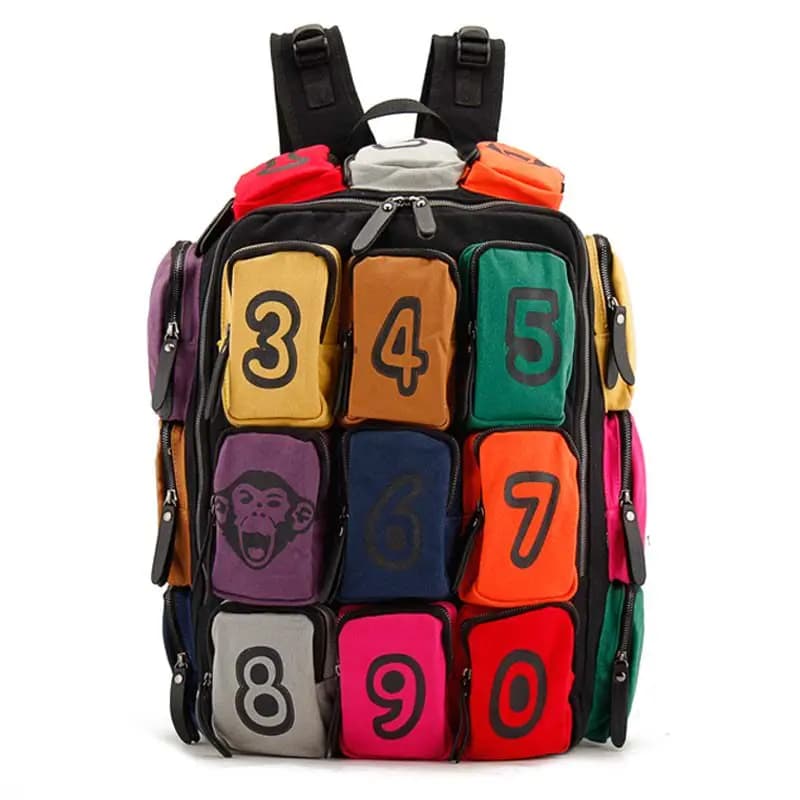 2026 Fashionable Original New Design Splicing Contrasting Color Nine Grid Canvas Large Capacity Shoulder Bag For Women Trendy