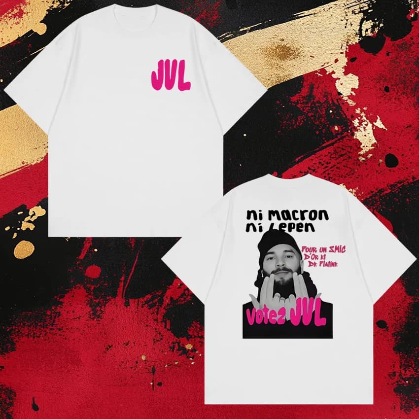 T-shirt a maniche corte Y2K di tendenza con rapper francese JUL, 2026, unisex, oversize, 100% cotone, per uomo e donna