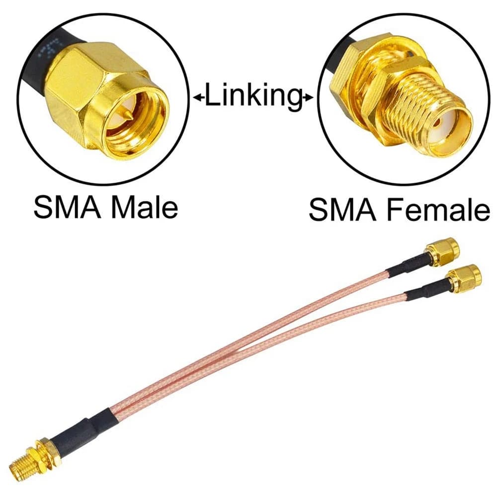 Cavo Coassiale Antenna WiFi da SMA Femmina a Y-Type 2XSMA Maschio, Cavo di Prolunga Pigtail Dritto Splitter Combiner RG316
