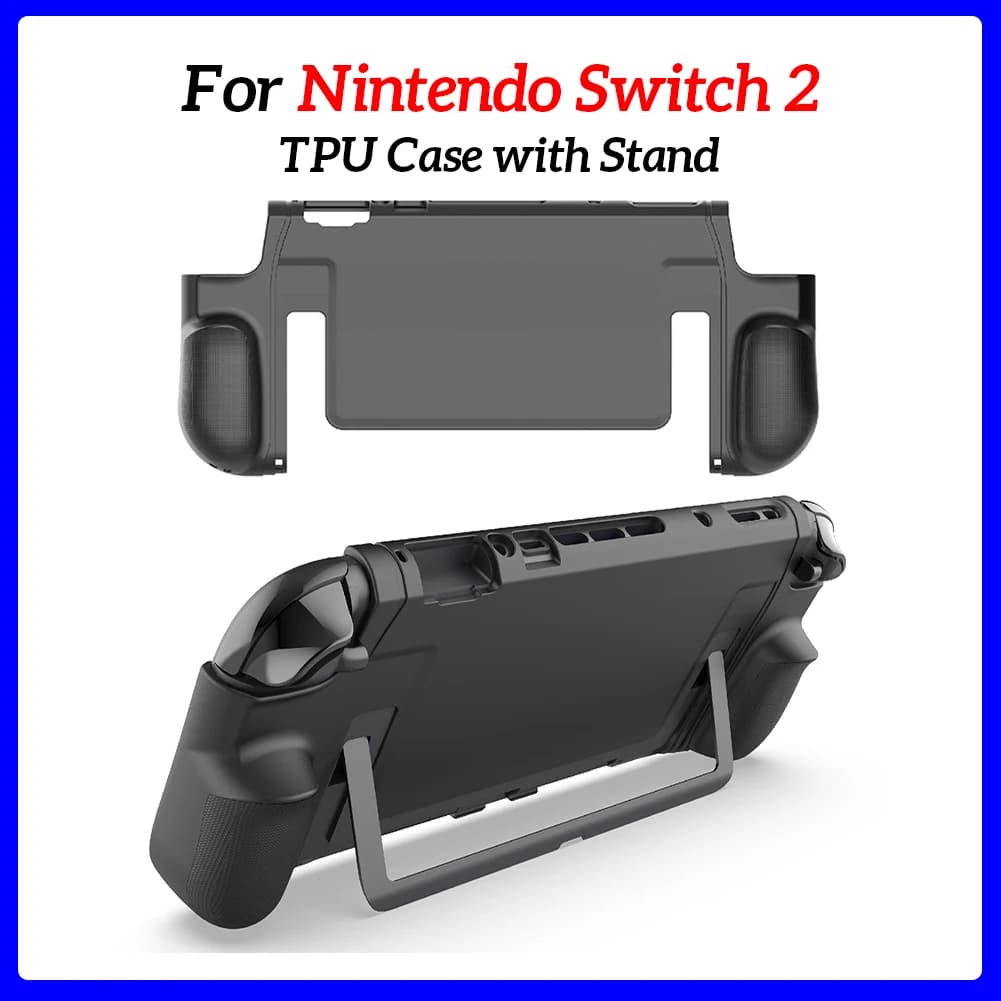 Custodia Protettiva in TPU Antiurto per Nintendo Switch 2 con Impugnatura Ergonomica e Supporto Integrato
