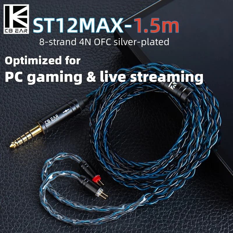 KBEAR ST12MAX 1.5 M Wired Cable Updated HiFi 4N OFC 8-core cable for players and spinning stars for KB02 Tourbillon-Pro