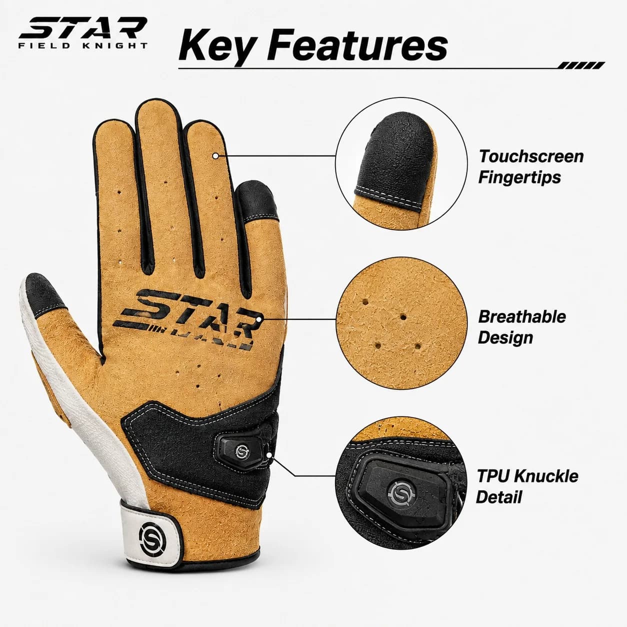 STAR FIELD KNIGHT SKG-577 Summer Motorcycle Gloves Men Lightweight Breathable Touchscreen Full Finger Retro Riding Gloves
