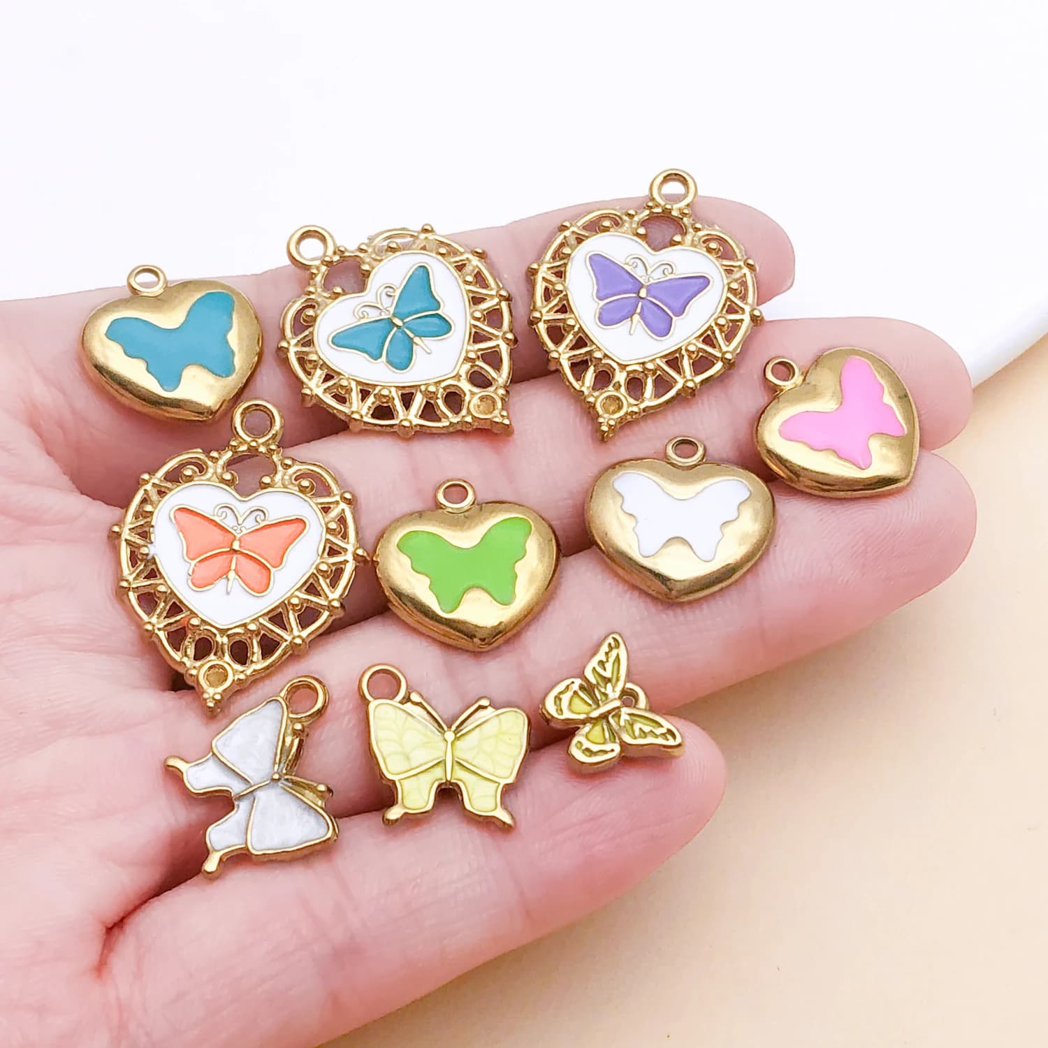 2 pezzi di ciondoli a forma di farfalla in acciaio inossidabile per la creazione di gioielli fai da te, orecchini, bracciali e collane