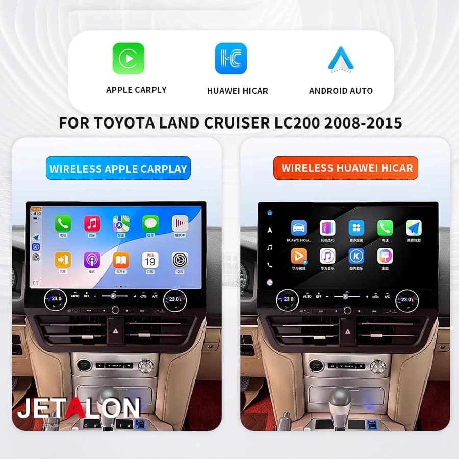 Autoradio Android 13 da 19,8 pollici con Carplay per Toyota Land Cruiser LC200 LC300 2016-2021, sistema multimediale integrato con GPS 360, DSP, schermo intelligente 4K.