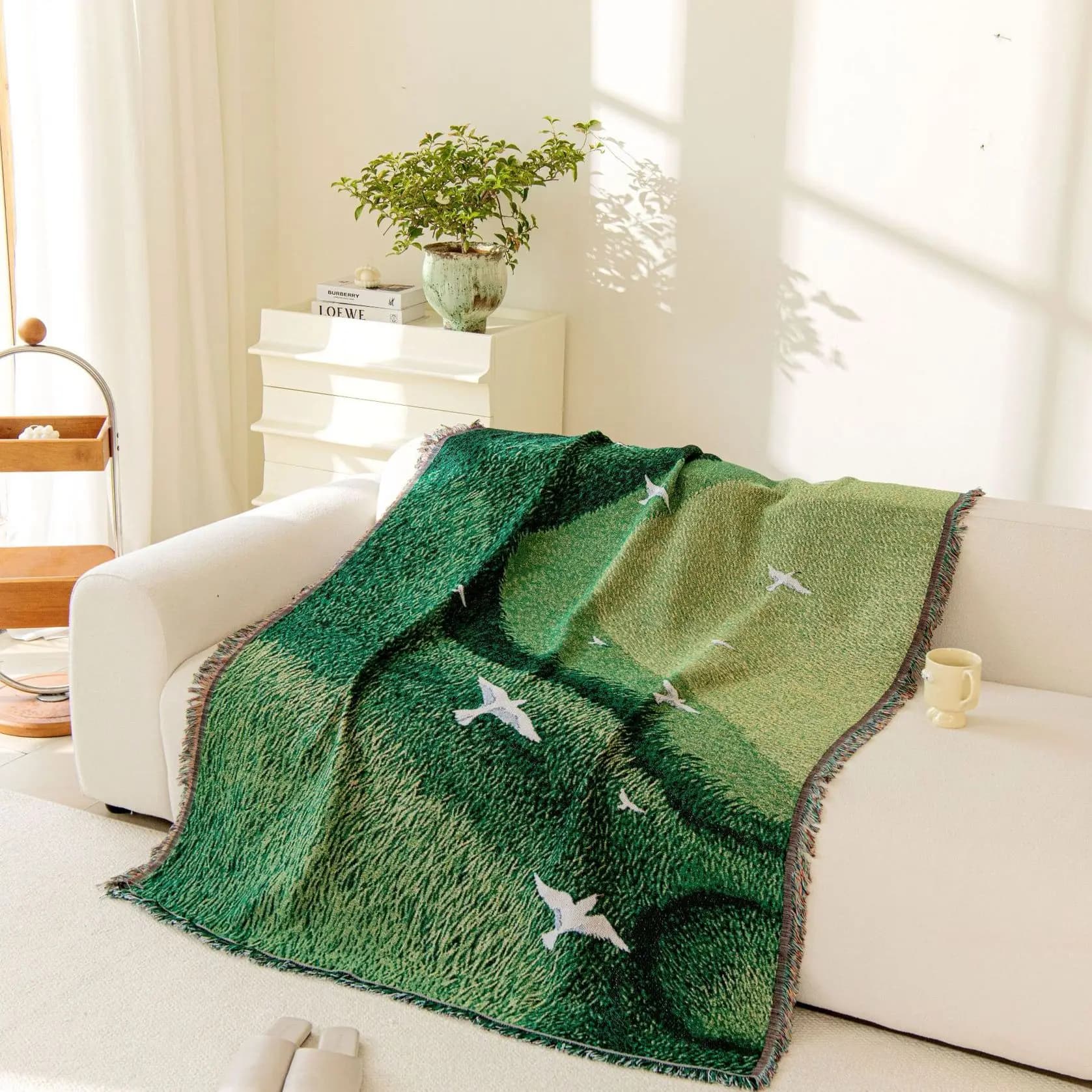 Scenic Single Person Sofa Cover Massage Leisure Rocking Chair Cushion Throw Blanket Polyester Cotton Warmth All Seasons