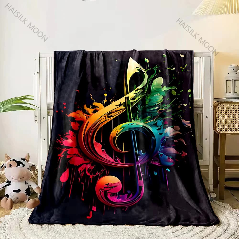 1PC Coperta con motivo nota musicale Bella coperta da tiro Coperta musicale in flanella ultra morbida Regali per bambini Adulti Spedizione del giorno successivo