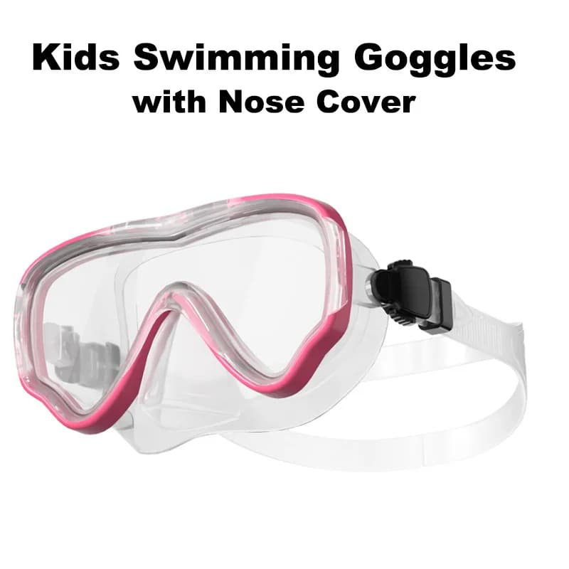Children's swimming goggles with nose cover 180 ° Transparent swimming mask with wide view Silicone snorkeling glasses Accessories for training for swimming