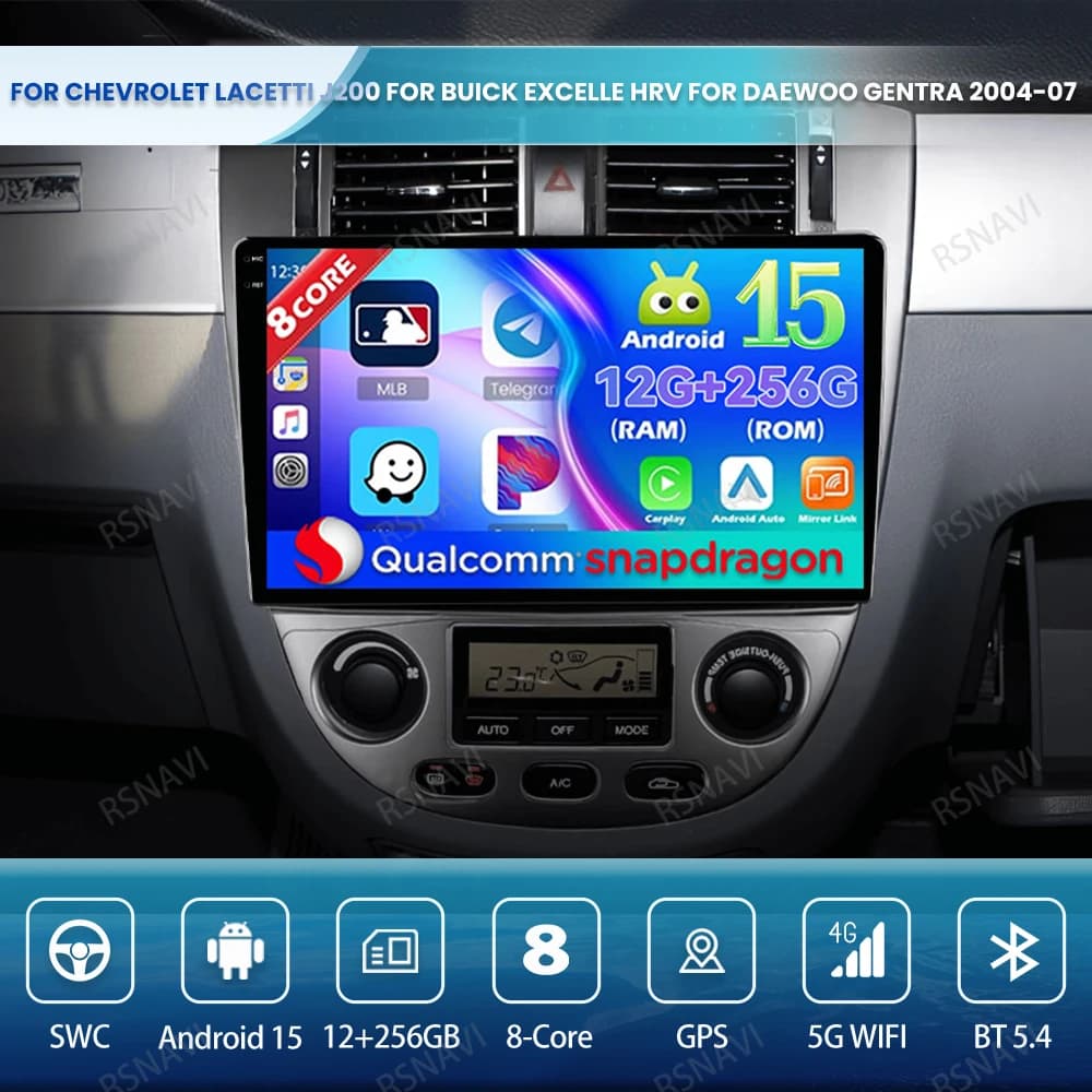 Android 15 Autoradio For Chevrolet Lacetti J200 For Buick Excelle Hrv For Daewoo Gentra 204-07 Autoradio Stereo BT QLED GPS DSP